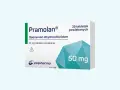 Opakowanie leku Pramolan 50 mg, zawierające 20 tabletek powlekanych. Substancją czynną jest opipramoli dihydrochloridum.