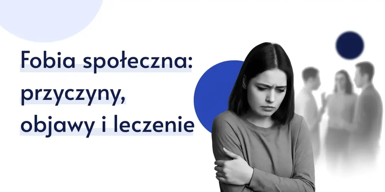 Młoda kobieta z fobią społeczną czuje się samotna wśród rozmytych postaci.