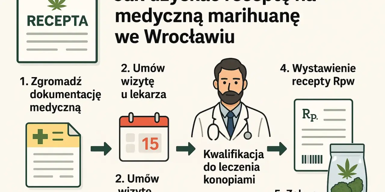 Proces uzyskania medycznej marihuany recepty: zbierz dokumentację, umów wizytę, kwalifikacja do leczenia konopiami, wystawienie recepty, zakup w aptece.