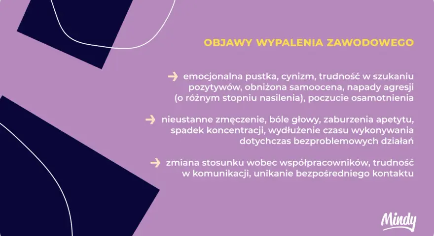 Objawy wypalenia zawodowego: pustka, cynizm, zmęczenie, problemy z koncentracją, trudności w relacjach.