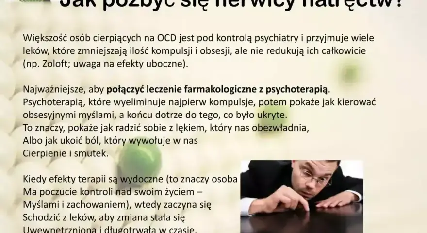 Osoba zmagająca się z OCD, szukająca pomocy. Leczenie farmakologiczne i psychoterapia to klucz do wygranej z nerwicą natręctw.