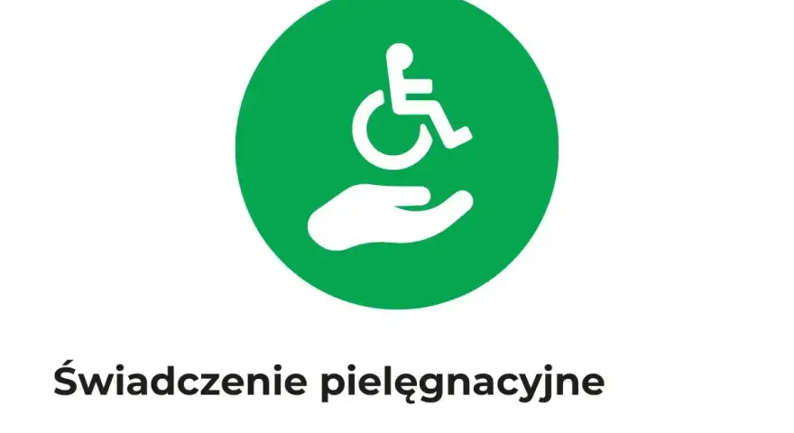 Symbol opieki nad osobą niepełnosprawną, symbolizujący wsparcie i pomoc. Opiekun osoby niepełnosprawnej.