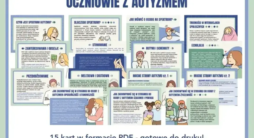 Echolalia, czyli powtarzanie usłyszanych słów, to jedna z cech spektrum autyzmu. Obrazek pokazuje, jak to może wyglądać.