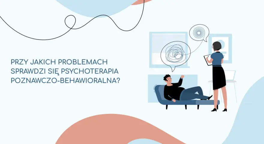 Terapia CBT pomaga uporządkować myśli. Pacjent leży na kozetce, a terapeuta notuje.