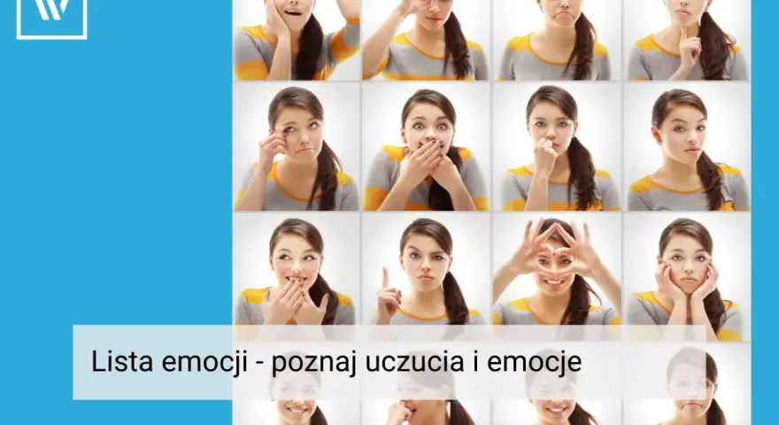 Szesnaście twarzy wyrażających różne emocje: radość, smutek, zdziwienie, złość. Poznaj bogactwo ludzkich emocji.