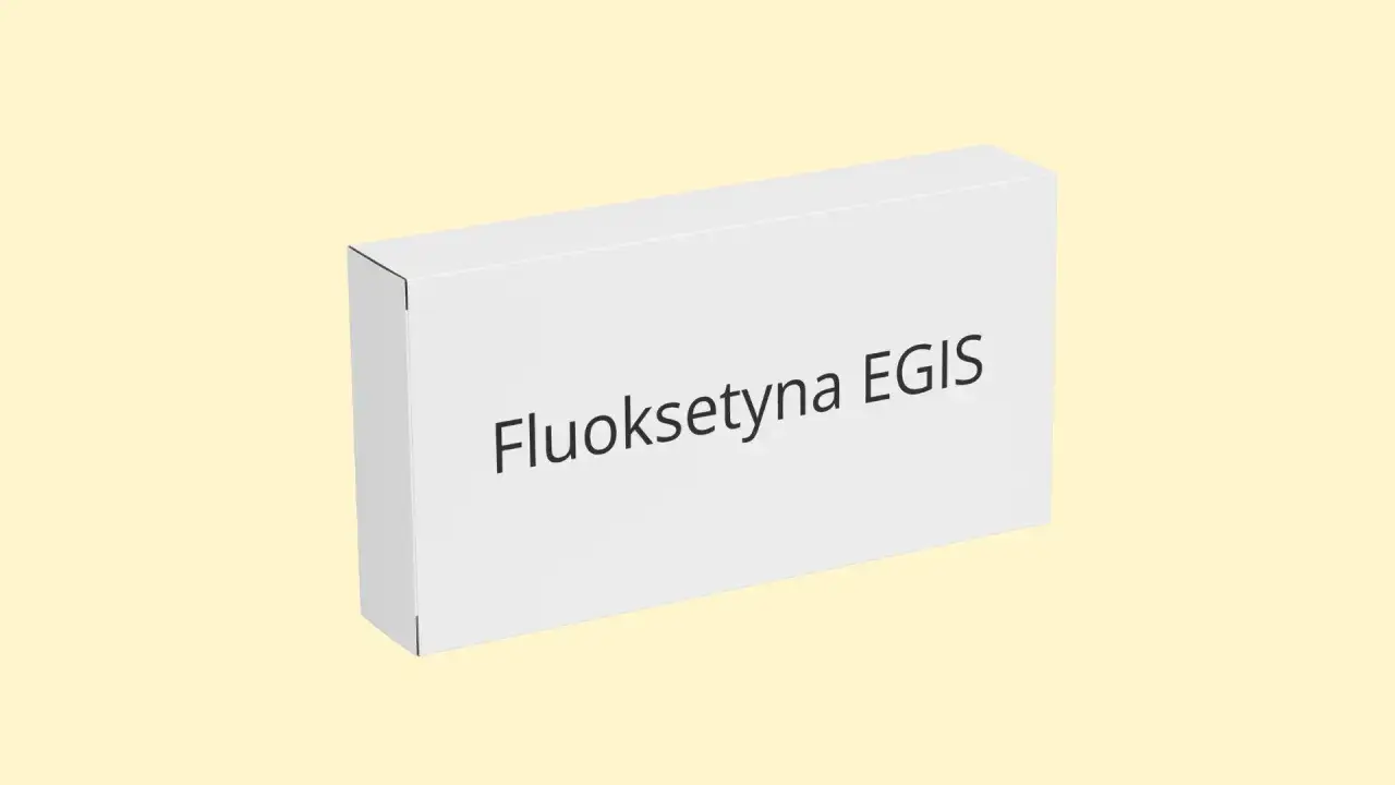 Białe opakowanie leku Fluoksetyna EGIS, zawierającego 10 mg substancji czynnej, podobne do Seronil.
